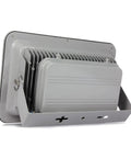 Hella Bright 300W LED Floodlights 10 Pack 3 Year Warranty Top Shelf Outdoor Spotlight Bulbs side view showing grey housing and cooling fins.