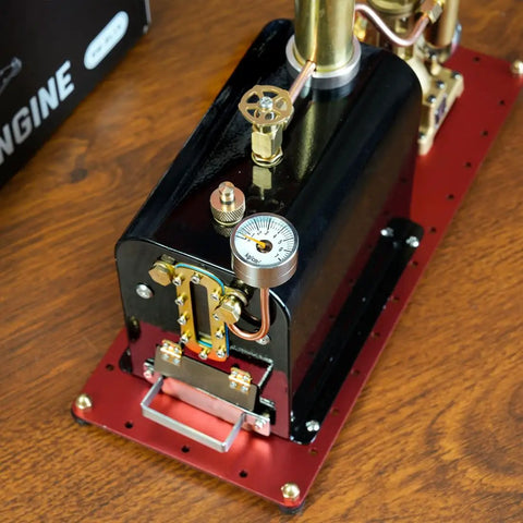 Mini Steam Engine Kit With Reversible Reciprocating Single Cylinder Live Engine And Copper Boiler, premium brass boiler details