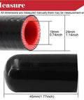 Four Ply Reinforced Silicone Coolant Cap Vacuum Hose Plug With Clamp for Intercooler Intake Turbo Bypass Valve Heater Core Leak Repair Gearhead Grade Heavy Duty High Temperature Resistance, black with red interior, 45mm length