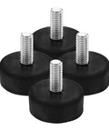20Pcs Adjustable Furniture Leveling Feet M6 Rubber Iron Leg Leveler Pads For Tables Chairs And Cabinets With Heavy Duty Rotatable Threaded Design Height Adjustment Wide Bearing Base Floor Safe And Scratch Free black rubber M6 threaded leveler feet