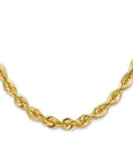 Handcrafted 14K Solid Gold Rope Chain Necklace Measuring Nine Inches Long With A Bold Six Millimeter Wide Polished Finish And Secure Lobster Clasp For Lowkey Street Drip, close-up view.