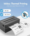 Bluetooth Thermal Shipping Label Printer For Small Biz - 4x6 Wireless Label Maker showing inkless thermal printing feature
