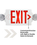 Built Tough Dual Head Emergency Exit Sign With Bright Red Led Lights, customizable arrow direction, commercial use, office safety
