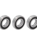 Rubber Sealed Deep Groove Ball Bearings Pack 3 Piece Kit With Various Sizes For Motors And Machinery Handling Radial And Axial Loads 6206 Rubber Seal Top Notch Durable High Capacity And Smooth Performance. Three sealed bearings shown