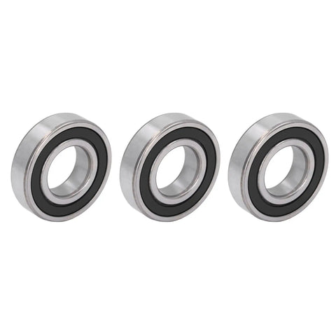 Rubber Sealed Deep Groove Ball Bearings Pack 3 Piece Kit With Various Sizes For Motors And Machinery Handling Radial And Axial Loads 6206 Rubber Seal Top Notch Durable High Capacity And Smooth Performance. Three sealed bearings shown