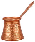 Turkish Coffee Pot 330ml Vintage Copper Coffee Maker with Ergonomic Handle, compact stovetop brew pot for home use.