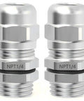 Two Pack One Quarter Inch 304 Stainless Steel Cable Sealing Sleeve And Three To Six Point Five Millimeter NPT Type Metal Joint Stress Relief