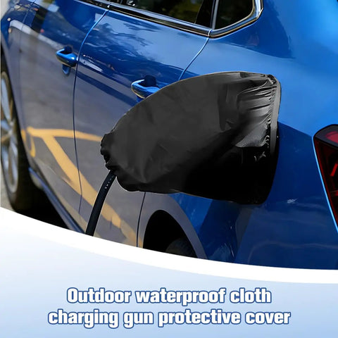 Tough Universal EV Charger Port Cover With A Rock Solid Magnetic Grip And Waterproof Weather Shield on blue car charging port