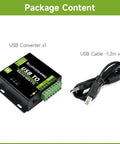 Rugged USB To RS232 RS485 TTL Isolated Converter With FT232RL Protection Aluminum Enclosure Built For Tough Industrial Control Panels And Equipment In Harsh Environments, with USB cable