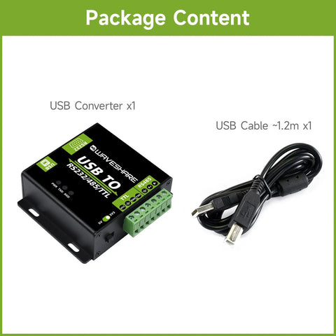 Rugged USB To RS232 RS485 TTL Isolated Converter With FT232RL Protection Aluminum Enclosure Built For Tough Industrial Control Panels And Equipment In Harsh Environments, with USB cable