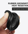 Double Sided Rubber Grommet Kit 36 Pieces Round Hole Plugs For Cable Management And Wire Protection Gear Weather Resistant High Heat Durable Grommets That Shield Wires And Cables In Harsh Environments black rubber grommet held by hand