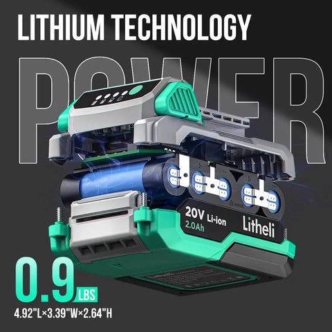Lithium battery for Cordless Drill Kit With 20V Max Power, 3/8 Inch Keyless Chuck, includes 2.0 Ah Battery and fast charger