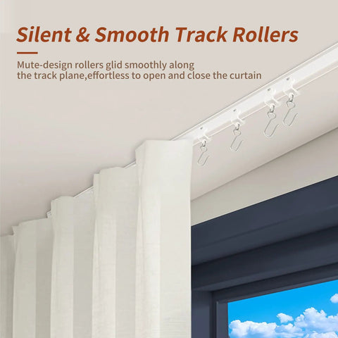 Flexible Bendable Ceiling Curtain Track Kit 9.8 Ft White With 26 Rollers 9 Brackets End Covers Hooks Drywall Anchors And Screws For Easy Install on ceiling curtain