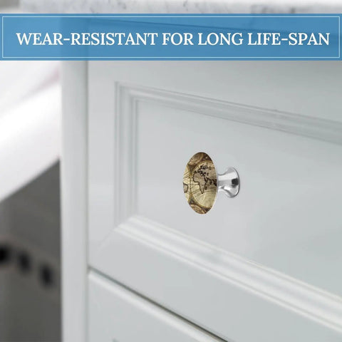 Slick Antique Stainless Steel Cabinet Knobs And Round Drawer Handles Two Pack For Kitchen Bedroom Furniture Upgrades with vintage map design.