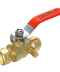 Push Fit Ball Valve Half Inch To Half Inch With Drain For Easy Solder Free Install Built In Drain For Winterization on white background
