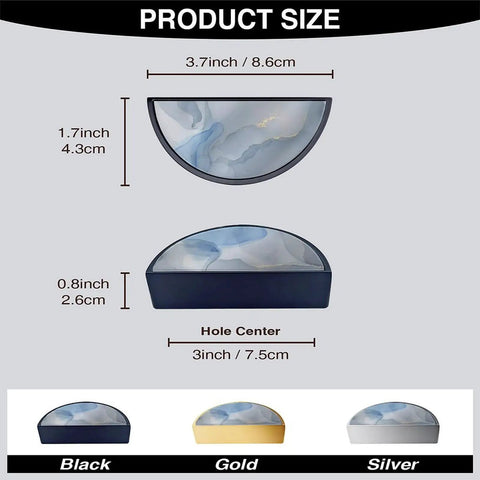 2 Pack Grey Soft Fluid Cabinet Handles With 3 Inch Center Hole Semicircle Drawer Pulls size details. Black, gold, silver options.