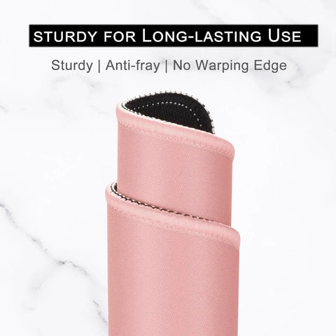 Rolled view of Pink Square Mouse Pad 10.2 X 8.3 Inches, Ultra Slick Surface With Stitched Edge, Anti Slip Waterproof Rubber Desk Mat