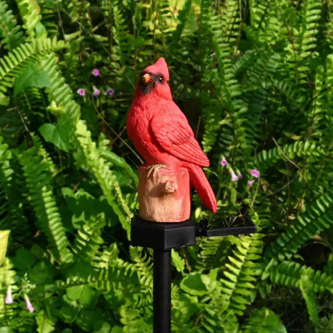 Red Bird Solar Light Garden Stake Figurine For Outdoor Yard Decor Memorial Glow At Night Patio Ornament Gift For Mom And Grandma