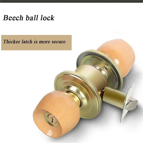 Sturdy Dope Wood And Metal Internal Door Lock Set With Round Ball Knobs And Key For Bedroom Living Room And Bathroom Hardware