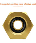Close-up of brass NPT to compression reducer with gasket for sealing