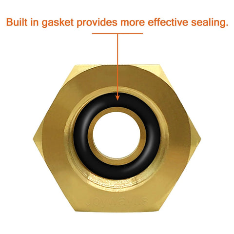 Close-up of brass NPT to compression reducer with gasket for sealing