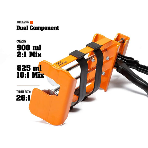 Pro Grade 26 To 1 High Thrust Dual Component Cartridge Gun For 900 Ml Cartridges 2 To 1 Delivers Epoxy And Injection Foam Smoothly And Precisely Easy To Use Heavy Duty Dispenser