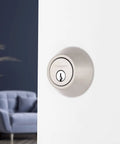 Transitional Single Cylinder Deadbolt Lock For Your Home Security ANSI Grade 2 Certified Satin Nickel Finish on door