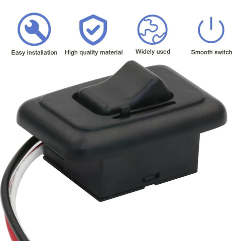 Heavy Duty 12V Dimmer Switch Toggle Universal Rv Marine Boat Led Halogen Lighting Badass Slick Black Finish, side view with wires.