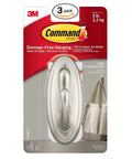 Damage Free Hanging 3 Hook Wall Decor Hooks In Brushed Nickel Finish, Large size, adhesive pack, holds 5 lbs, 3 hooks set
