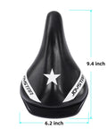 Kids Bike Seat With Built In Parent Handle Padded Replacement Saddle For 12 14 16 18 Inch Bikes, black saddle with star design