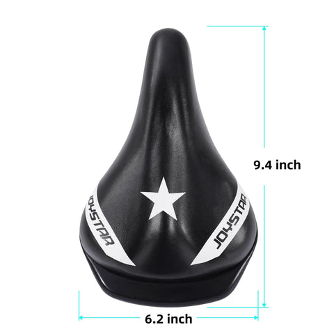 Kids Bike Seat With Built In Parent Handle Padded Replacement Saddle For 12 14 16 18 Inch Bikes, black saddle with star design