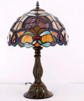 Orange Stained Glass Flower Tiffany Style Table Lamp For Reading Desk And Bedside Use 12 Inch Wide Shade 18 Inch Tall