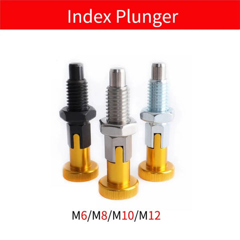 Heavy Hitter M6 M8 M10 Self Locking Spring Plunger with Premium Aluminum Knurled Knob set of three indexing pins