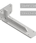 Heavy Duty Stainless Steel L Shaped Shelf Bracket Wall Mounted Brushed Finish Rock Solid Construction Supports Two Hundred Twenty Pounds Without Breaking A Sweat For Your Workspace, showing a right angle design.