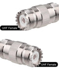 2 Pack UHF Female To Female Coax Connector Adapters For PL259 And SO239 Compatibility 50 Ohm Brass Nickel Plated With PTFE Insulator