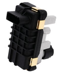 Autodevil 7773185002SA turbo electronic actuator, black plastic housing with gold terminal clips.