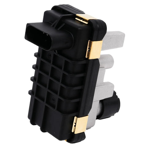 Autodevil 7773185002SA turbo electronic actuator, black plastic housing with gold terminal clips.