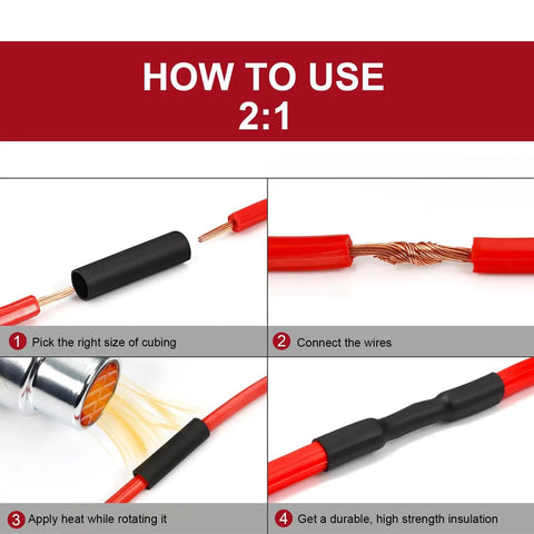 Step-by-step guide using Handy 160 Piece Heat Shrink Tubing Kit With Seven Sizes From Five Sixty Fourths To Nine Sixteenths Inch Two To One Shrink Ratio Polyolefin Sleeving Includes One And A Half Inch And Three Inch Lengths For DIY Electronics And Auto Wiring