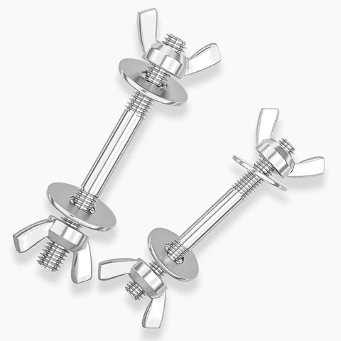 304 Stainless Steel Threaded Rod Connector Kit With Through-Bolt Set Wing Nuts And Oversized Washers M3x200 Two Sets close-up view
