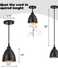 Industrial Farmhouse Pendant Light Fixtures Three Pack With Antique Brass Bell Shade adjustable 55 inch wire illustration