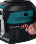 Close-up of hand on Beefy 18V Brushless Cordless Impact Wrench with lithium-ion battery and three-speed control button