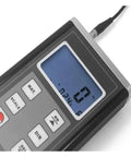 Close-up of Super Handy Portable Digital Leeb Hardness Tester Durometer with display and buttons for measuring metal hardness.