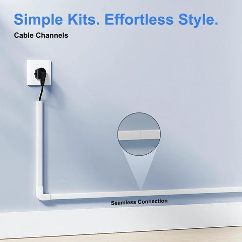 One Cord Cable Concealer Kit For 113 Inch Wall Hider Easy Setup showcasing neat wire management with white cable raceway.