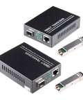 BiDi Gigabit Single-Mode Fiber Ethernet Media Converter Kit With Two SFP LC Transceivers Included, 10 100 1000BaseT To 1000Base SX SMF Up To 30 Kilometers, 1.25 Gbps 1310 Nm Ports, AC DC Power Supply Included