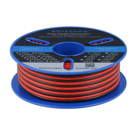 12 Gauge Flexible 2 Conductor Parallel Silicone Wire Spool Red Black 100 Ft Ultra Flexible Extension Wire For LED Strip And DIY Power Runs 200C 600V Tinned Copper Core Heavy Duty Easy Color Separation