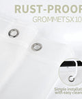 Rust-proof grommets on Waterproof PEVA Shower Curtain Liner 70 By 72 Inch With Light Filtering Clear Stripes Design Eco Friendly PVC Free Semi Transparent Bathroom Decor With Durable Hooks
