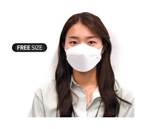 Woman wearing KF94 Face Mask For Adults With 4 Layer Protection White 20 Pack Individually Wrapped Premium Safety Mask Dust Filtration