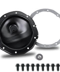Rear Differential Cover With Gasket For Chevy GMC Sierra Tahoe Yukon Blazer Jimmy S10 Sonoma Suburban C1500 K1500 1998 2008 Models Heavy Duty Steel Construction Direct Bolt On Upgrade Kit black steel cover with gasket, magnet, and bolts