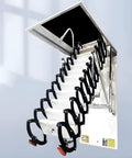 Electric Retractable Attic Ladder Ceiling Mount Pull Down Stairway Smart Remote Control Heavy Duty alloy wide steps from ceiling.