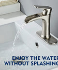 Brushed Nickel Waterfall Bathroom Faucet With Single Hole Design, Single Handle Sink Faucet With Pop Up Drain, Easy Install